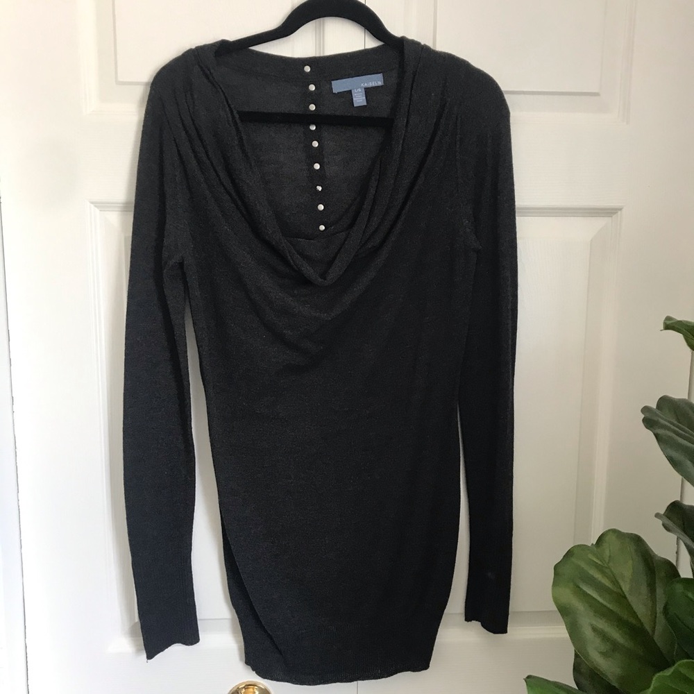 Grey Cowl Neck Sweater Size Large
